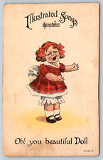 c1910s Comic Illustrated Songs Girl Singing Beautiful Doll Vintage Postcard picture