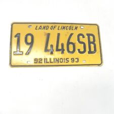 VINTAGE ILLINOIS LAND OF LINCOLN LICENSE PLATE 19446SB YELLOW AND BLACK NO TAGS picture