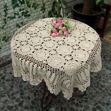 Vintage Handmade Crochet Tablecloth Doily Square Lace Table Topper Wedding Party picture