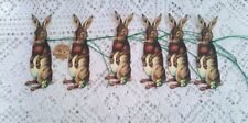 6~Easter~Vintage~Primitive~Hare~Bunny~Fussy Cut~Linen Cardstock~Gift~Hang~Tags picture