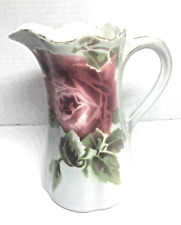Vintage/Antique Porcelain Rose Water Pitcher, Gold Rimmed - 7