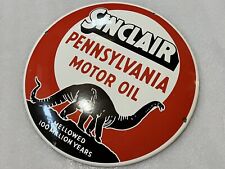 Sinclair Dinosaur Pennsylvania Motor oil PORCELAIN ENAMEL SIGN Pump Plate picture