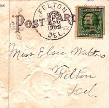 Felton Delaware Postmark Postcard to Woodside Mary Jenkins 1910 TH picture