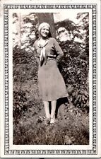 Beautiful Eastern European Woman in the Forest Fashion 1920s Vintage Photograph picture