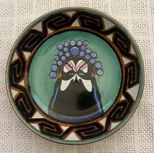 Vintage Chinese Porcelain Bowl Encased in Brass Opera Mask Figure 9” With Hanger picture