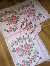 Vintage Fashion Manor Printed Pink Roses Floral Bath Towels Hand towel Lot picture
