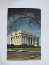 Lincolm Memorial in WASHINGTON DC With Old Cars Vintage Chrome Postcard picture