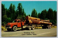 Postcard ID Greetings From Coeur d'Alene Logging Truck UNP A29 picture