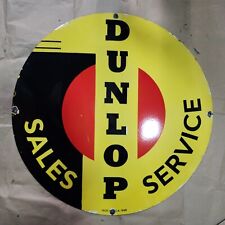DUNLOP SALES-SERVICE PORCELAIN ENAMEL SIGN 30 INCHES ROUND picture