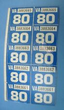matched pair 1980 Virginia license plate date stickers never used picture