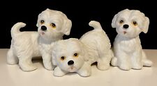 Vintage Homco Ceramic Dog Figurines Maltese Bichon Set of 3 #1411 picture