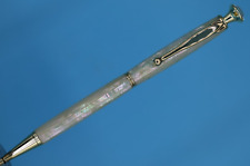 Fancy Crystal Top Slimline Ballpoint Pen in Gold Finish Awabi Abalone Shell MOP picture