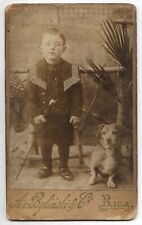 Antique BOY W/ DOG Holding Cane ORIGINAL CDV PHOTO Victorian Child Pet Portrait picture