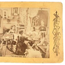 Quilting Bee Girls Sewing Stereoview c1890 Children At Play Party Photo A1943 picture