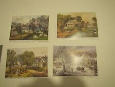 LOT OF 4 VTG CURRIER & IVES 5x7 LITHOGRAPHS AMERICAN HOUSEHOLD SERIES 4 SEASONS picture