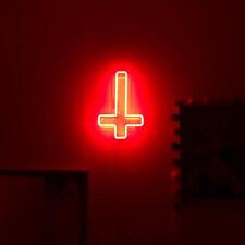 17''x14'' Upside Jesus Cross Red Acrylic Handmade Neon Sign Light Wall Decor picture