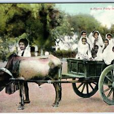 1910s India Picnic Party Indian Girls Cart Ox Methodist Missionary Postcard A166 picture
