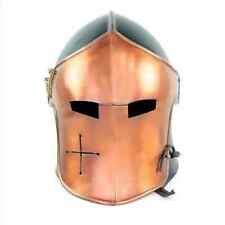 Medieval Barbuta Visored Brushed Steel Knights Armory Templar Crusader's Helmet picture