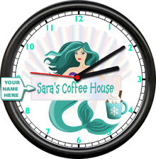 Personalized Mermaid Java Kitchen Espresso Coffee Shop Diner Sign Wall Clock picture