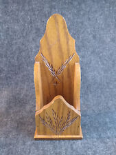 Vintage Carved Wood Wheat Design Wall Hanging Match Holder picture