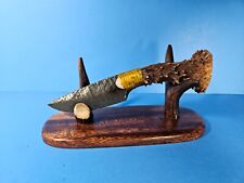 Beautiful Collectors Stone Knife Burns Green Obsidian with Gorgeous Display picture