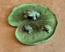 Ceramic Lily Pad with miniature frogs small figurines lot picture
