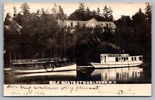 Real Photo Wooden Boats On Cranberry Lake At Wanakena NY New York RP RPPC L171 picture