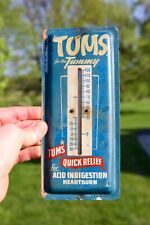 Vintage 1960's Tums Metal Advertising Thermometer Sign Pharmacy Medical old picture
