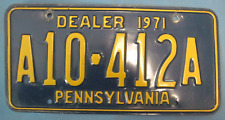 1971 Pennsylvania dealer License Plate picture