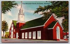 De Queen Arkansas~First Methodist Church~1940s Linen Postcard picture