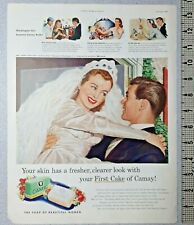 1949 Camay Soap Vintage Print Ad Beautiful Women Bride Groom Fresh Clear Skin picture