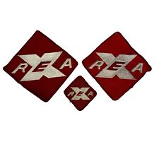 Vintage Patch Set REA Railway Express Agency Cloth Patches Red White Diamond picture