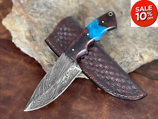 Damascus Steel Full Tang Knife Rosewood + Epoxy Handle Knives Personalized Gift picture