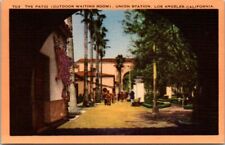 Postcard California Los Angeles Union Station Patio Spanish Linen 1940s CA VTG picture