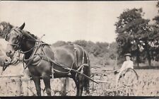 RPPC Uncle Fred's Farm Boy Horse Plow Primitive Farming Tools Photo Postcard E29 picture