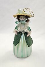 Rare De Carlini Victorian Girl Woman Green Blown Glass Christmas Ornament Italy picture