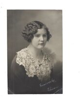 c1930 Beautiful Woman Lace Top Necklace Wavy Hair IDENTIFIED Photo Snapshot picture