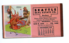 1946 SEATTLE WA REAL ESTATE ADVERTISING AD CALENDAR DECEMBER LAWSON WOOD Monkey picture