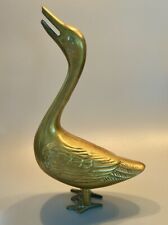 Vintage Solid Brass 9” Figurine Geese Goose picture