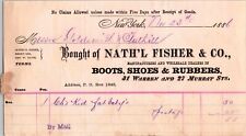 c1886 Nathaniel Fisher Boots & Shoes New York NY Billhead Antique picture
