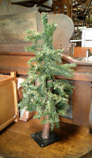 Vintage Faux Tabletop Christmas Tree w Wood Trunk and Metal Base picture