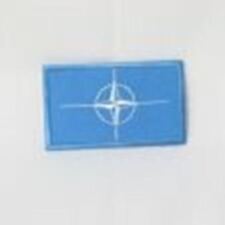NATO FLAG SMALL IRON ON PATCH CREST BADGE ... 1.5 X 2.5 INCHES NEW picture
