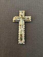 Crucifix Mother-of-Pearl to The 1950 Nazareth Isarël Pilgrimage Antique 5” picture