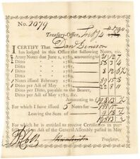 Peter Colt signed Connecticut State Treasury Office Document dated 1789-90's - A picture