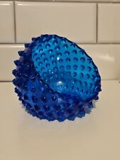 Vintage MCM Fenton Colonial Blue Hobnail Round Orb Dome Large Glass Ashtray NICE picture