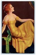 c1950's Mutoscope Follies Girl Wearing Yellow Right Dress Exhibit Arcade Card picture