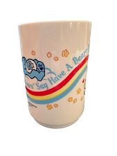 Vintage 1985 Care Bears Plastic Handle Mug Pizza Hut Have A Bear-rific Day 4” picture
