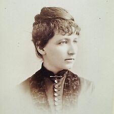 Woman in Hat Maude Meginnis Humes C 1890s Donaldson Logansport Ind Cabinet Card picture