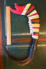 Native American Bison Jawbone Hand Decorated & Painted, Tail Hair- 16” + Long picture