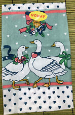 Vintage Full Apron Geese Hearts Ribbons Print 20 x 28 inches & Side Ties NEW picture